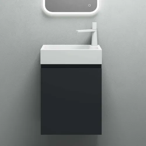 Mai & Mai Badmöbelset Pisa02 - Waschbecken und Unterschrank in Anthrazit Matt - Badezimmerschränke: Stilvolles Badmöbelset mit hochwertiger MDF-Platte, einfache Montage und elegantes Design für Ihr modernes Badezimmer.