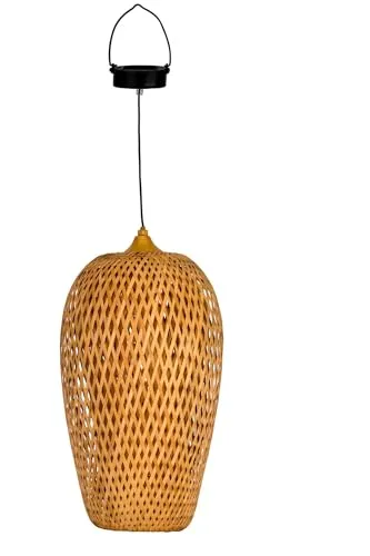 Pauleen LED Pendelleuchte Sunshine Bliss - Wunderschöne Solarpendelleuchte für Outdoor, aus Bambus und Kunststoff, mit warmweißem LED-Licht und spritzwassergeschützt (IP44) für stimmungsvolle Abende im Garten.