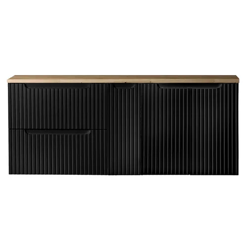 Lomadox Waschbeckenschrank NEWPORT-56-BLACK 140cm