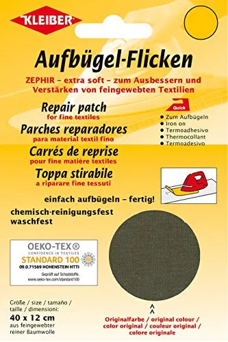 Kleiber + Co.GmbH Aufbügel-Flicken Zephir, Khaki, ca. 40 cm x 12 cm 320-19