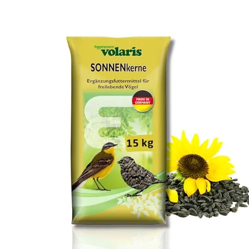 Eggersmann volaris 15 kg Sonnenkerne | Sonnenblumenkerne | Vogelfutter Wildvögel ganzjährig | Wildvogelfutter für das ganze Jahr | Fettreiches Streufutter für alle Vogelarten