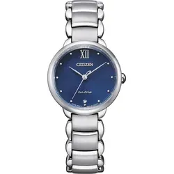 CITIZEN Damen Analog Quarz Uhr EM0920-86L, Blau mit Edelstahlarmband - Armbanduhren für Damen mit innovativer Eco-Drive-Technologie – nie wieder Batteriewechsel! Stilvolles Design mit hochwertigem Edelstahlarmband und 5 bar wasserdicht.