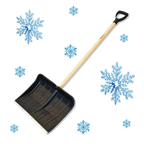 Schneeschaufel Kunststoffkopf Holzstiel Schneeschieber Stahlschutzkante 127cm