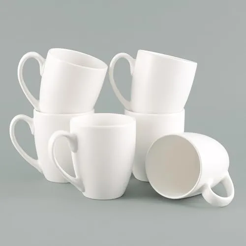 Hanseküche Kaffeebecher 6er Set (360ml) Groß (Weiß) - Kaffeetassen & -becher, 6-teiliges Set aus spülmaschinenfestem Keramik, ideal für Heißgetränke und perfekt für gesellige Runden mit Freunden und Familie.
