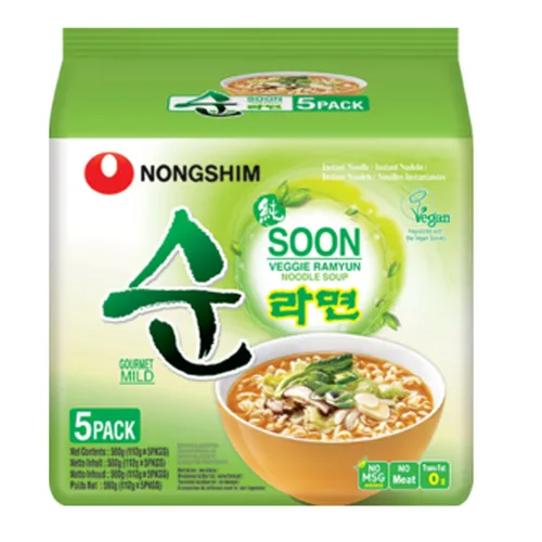 120g Nong Shim Vegan Vegetarisch Instand Nudelsuppe Soon Veggie Ramyum 5 x