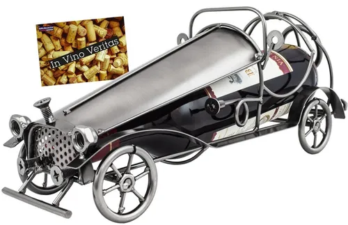 BRUBAKER Weinflaschenhalter Vintage Auto - Weinregale mit einzigartigem Oldtimer-Design, ideal als Geschenk für Autoliebhaber und perfekt für Standard-Weinflaschen. Der aufklappbare Kofferraum bietet Platz für eine Flasche und sorgt für einen stilvollen Blickfang.