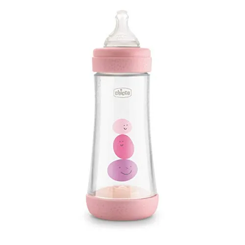 Chicco Perfect 5 Anti-Kolik-Flaschen, Silikon, schnell fließend, für Babys, 4 Monate, Biofunktional, mit Intuiflow-System, Rosa, 300 ml