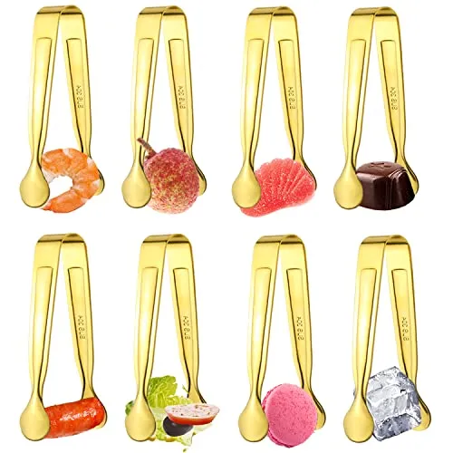 Zangen Candybar Zuckerzange Klein 8stk Eiszange Gold Edelstahl Kann Verwendet Werden für Süßigkeiten Zange Servierzange Küchenzange Eiswürfelzange
