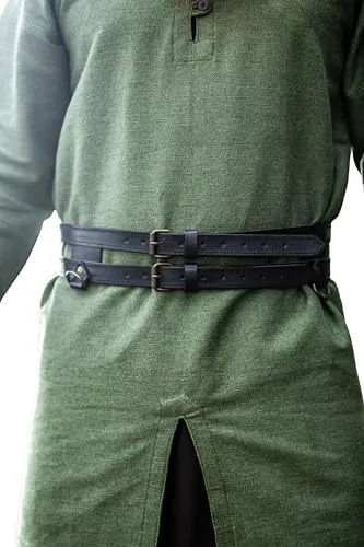 Produktbild Leonardo Carbone® Unisex Wikinger Leder Doppelgürtel Ubbe – Handgefertigter Echtledergürtel für Herren und Damen