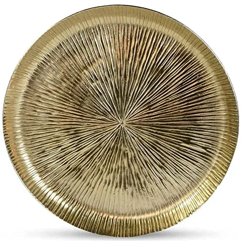 Riffelmacher Dekoteller 32 cm mit Strahlendesign - Eleganter Dekoteller aus Metall in Gold, perfekt als Tischschmuck für jede Jahreszeit und ein Blickfang in Ihrem Zuhause.