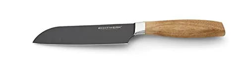 ECHTWERK Santokumesser aus hochwertigem Stahl, Küchenmesser, Kochmesser, Allzweckmesser, Spezialstahl, Griff aus Akazienholz, Klingenlänge: 15 cm, Black-Edition