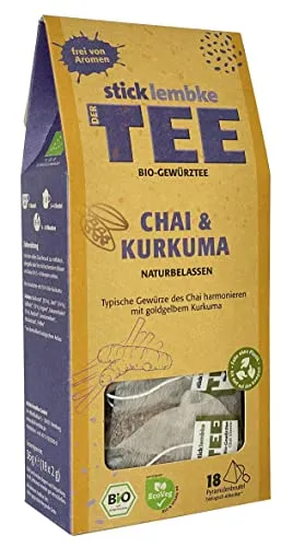 Stick & Lembke Naturbelassener Gewürztee Chai & Kurkuma 18 x 2 g, Bio