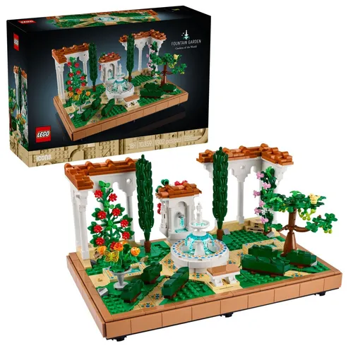 LEGO Icons Springbrunnengarten - Miniatur Bauset für Erwachsene - Lego Bauset für Erwachsene mit 1.302 Teilen, inklusive Schalenbrunnen und üppiger Pflanzenvielfalt. Ideal zum Entspannen und als kreatives Ausstellungsstück für Wohnzimmer oder Büro.