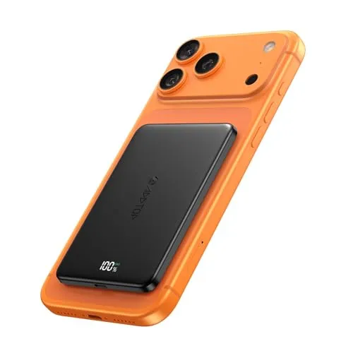 Ultra Slim Power Bank Magnetische für iPhone, A ADDTOP Powerbank Induktives Laden 5000mAh, 20W Schnellladung Wireless Externe Handyakkus Kabelloses Akkupack für iPhone17/16/15/14/13/12, Schwarz