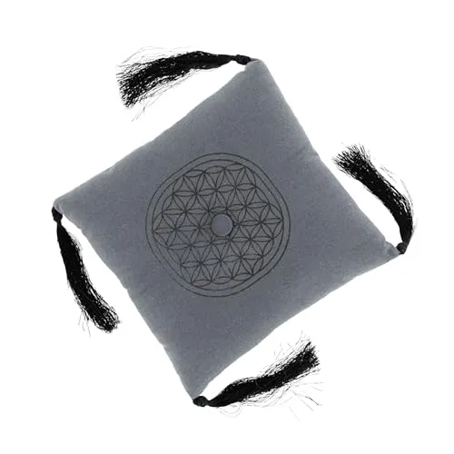 NKlaus 15cm Klangschalenkissen mit Quasten – Quadratisch, dunkelgrau und robust, ideal für Klangschalen und Zeremonien, sorgt für einen festen Halt und angenehme Schwingungen 16545