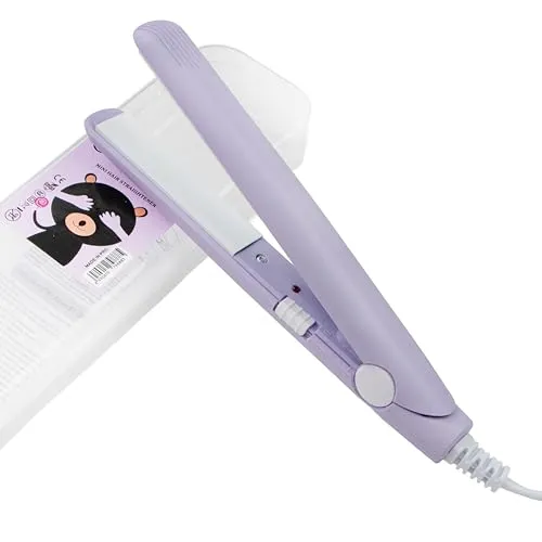 Mini Glätteisen Tragbar Mini Lockenstab Reise-Haareisen 2 in 1 für kurzes Haar, Pony Haare zu Hause oder im Salon (Lila)