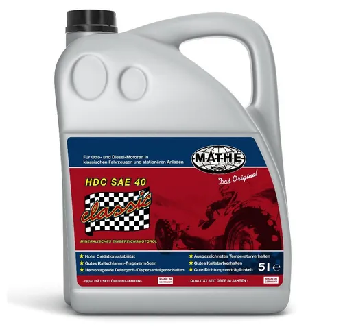 MATHY Motoröl HDC SAE 40 5,0 l - Einbereichs Motoröl - Hochwertiges Einbereichs Motoröl für Ottomotoren und Dieselmotoren. Bietet hervorragende Oxidationsstabilität und gute Dichtungsverträglichkeit für zuverlässige Leistung bei jedem Ölwechsel.