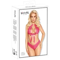 BH plus Slip aus pinkfarbener Spitze – kissable in pink von kissable
