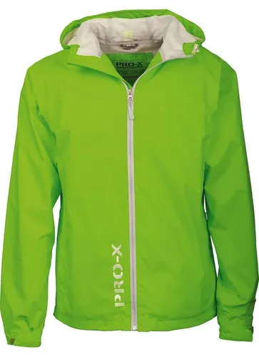 PRO-X elements Herren Jacke Flash, Neongrün, M - Funktionsjacke aus PRO5000, wasserdicht und atmungsaktiv mit 5000 mm Wassersäule, ideal für Outdoor-Aktivitäten. Integrierte Packtasche und reflektierende Details für Sicherheit.