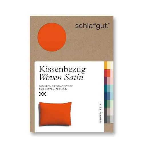 schlafgut Woven Satin Kissenbezug 60x80 cm Red Mid Uni - Premium Kissenbezug aus 100% Baumwolle in Hotelqualität für ein kühles Gefühl. Pflegeleicht und hautfreundlich mit unsichtbarem Reißverschluss.