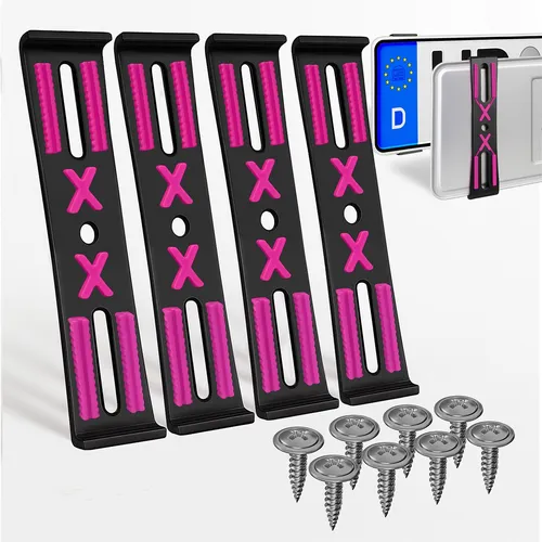 Kennzeichenhalter rahmenlos Nummernschildhalter unsichtbar - Schwarz Pink 2