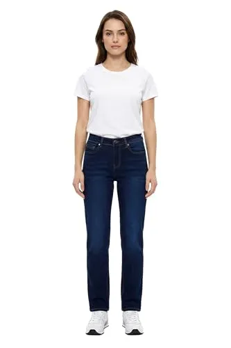 ESRA Straight Leg Jeans Damen – Hochwertige High Waist Stretch Jeans - ESRA Straight Leg Jeans für Damen: Hoher Tragekomfort durch weiche Baumwolle, ideal für jeden Anlass. Die High Waist Passform betont Ihre Figur und sorgt für einen modernen Look. Verfügbar in Größe L30.