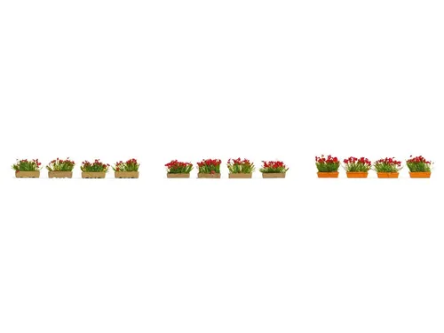 Noch 14010 Blumenkästen blühend rot H0 Inhalt: 12 Teile