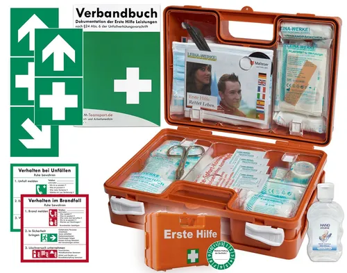 WM-Teamsport Erste-Hilfe-Koffer DIN 13157 mit Hygiene-Gel - Erste Hilfe Koffer nach DIN 13157, inkl. Hygiene-Gel und Prüfplakette. Robustes ABS-Gehäuse, ideal für mobile und stationäre Einsätze. Schnelle Erneuerung der Inhalte dank praktischer Einstecktasche.