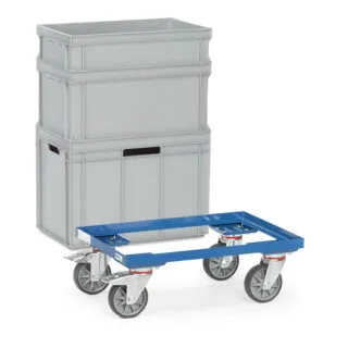 Fetra Transportroller Eurokastenroller 13680 - Kastenrollen mit 250 kg Tragkraft, ideal für Eurokästen 800 x 600 mm. Robuste Pulverbeschichtung und TPE-Rollen für einfache Mobilität. 10 Jahre Garantie, Made in Germany!