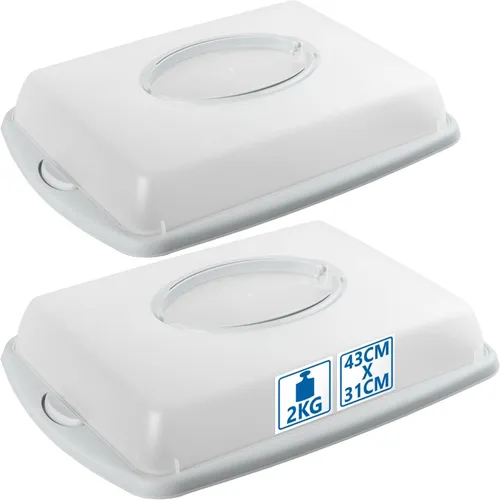 2x Kuchen Transportbox Container Blechkuchen Box Behälter mit Deckel Tragegriff