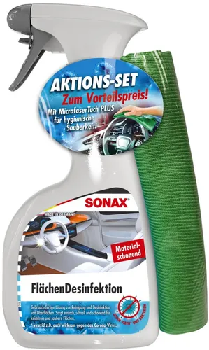 Sonax SONAX FlächenDesinfektion 500 ml + MicrofaserTuch Auto-Reinigungsmittel