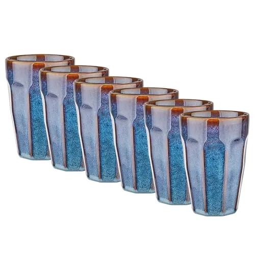 BUTLERS Set 6x Latte Macchiato Tassen 330ml aus Porzellan -BERGAMO- Tee- und Kaffeebecher | Cappuccino Kaffee Tassen in Boho Vintage Landhaus Stil | Spülmaschinen- und mikrowellenfest