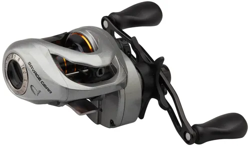 Savage Gear Linkshand Baitcast Spinnrolle SG6 100 LH BC 6.6:1 - Angelrollen für Raubfischangeln, leicht mit nur 180g, 6kg Bremskraft und präziser Bremseinstellung für optimale Kontrolle.