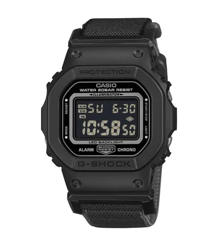CASIO G-Shock Herrenuhr DW-5600MNC-1ER - Schwarz - Robuste Casio G-Shock Herrenuhr mit schwarzem Textilarmband. Ideal für den Alltag und Wassersport (bis 20 bar), bietet zahlreiche Funktionen wie Stoppuhr und Kalender. Leicht und bequem zu tragen!