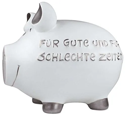 KCG Spardose Schwein Für gute und … Keramik weiß gold groß