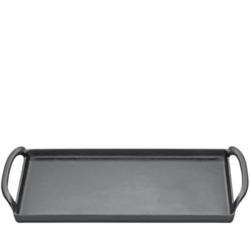KÜCHENPROFI PROVENCE Plancha-Grillplatte, 38 cm, Schwarz, Gusseisen mit robuster Emaille, geeignet für alle Herdarten einschließlich Induktion, multifunktional für Backen, Grillen & Servieren