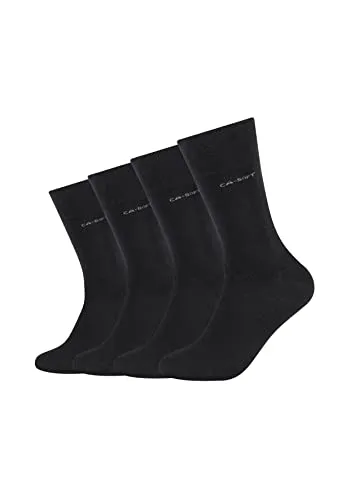 Camano Unisex Socken für Damen und Herren Businesssocken Komfortbund Bequem Langlebig Baumwolle Soft mit verstärktem Fersen- und Zehenbereich 4er Pack 47/49 black