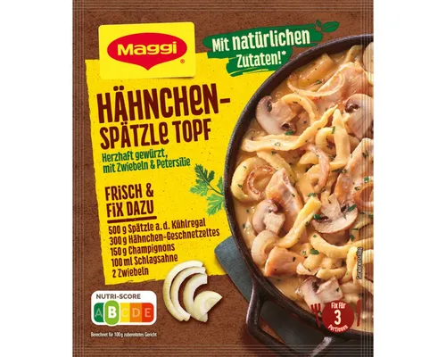 Maggi Fix für Hähnchen Spätzle Topf 48g - Fertigsauce für einen herzhaften Hähnchen Spätzle Topf, einfach und schnell zubereitet – ideal für Familienessen!