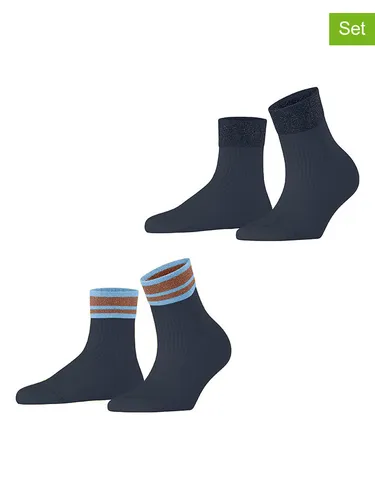 ESPRIT 2er-Set: Socken ''Retro'' in Dunkelblau, Größe 39-42, Blau, Damen