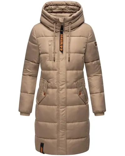 MARIKOO Damen Winter Jacke Stepp Parka Mantel - Funktionsjacke mit regulierbarer Kapuze, wasser- und windabweisend, ideal für stilvolle Winterlooks im Alltag und Business.