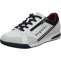 Bugatti Herren Schnürer in Weiß - Trendiger Halbschuh für jeden Anlass - Der elegante Halbschuh aus glattem Kunstleder bietet hervorragenden Tragekomfort und eine modische Laufsohle. Ideal für stilbewusste Herren, die Komfort und Design schätzen.