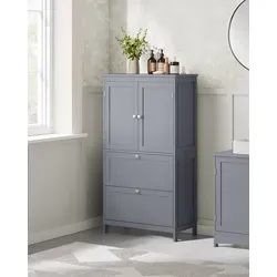 VASAGLE Badkommode mit 2 Türen und 2 Schubladen - Badezimmerschrank mit verstellbarer Ablage für optimalen Stauraum und elegantes Design, perfekt für jedes Badezimmer.