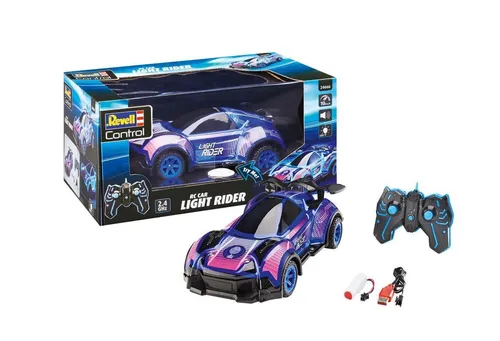 Revell 24666 RC Car Light Rider - Ferngesteuertes Auto mit Lichteffekten - RC-Modelle: Erlebe spannende Night Races mit dem Light Rider im Maßstab 1:16, der coole Lichteffekte und technischen Sound bietet!