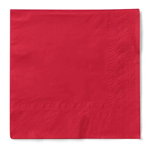 Mank Servietten aus Tissue 33 x 33 cm ¼ Falz | Kaffee Serviette | Basic | Uni | 100 Stück | praktische Einmal-Serviette für Gastronomie und Feiern | (Rot, 33 x 33 cm)