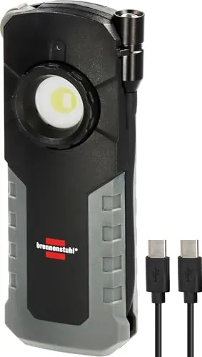 Brennenstuhl HL 1000 ACW Akku-LED-Arbeitsleuchte - Inspektionsleuchte mit 1000 lm, robust, IP54, vier Schaltstufen und USB-C-Ladung für maximale Flexibilität und Einsatzmöglichkeiten.