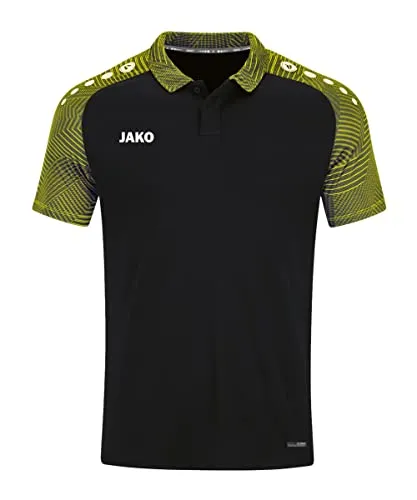 JAKO Polo Performance schwarz/soft yellow L - Poloshirt für Herren, 100% recyceltes Polyester, atmungsaktiv und schnelltrocknend mit UV-Schutzfaktor 50+. Ideal für Sport und Freizeit.