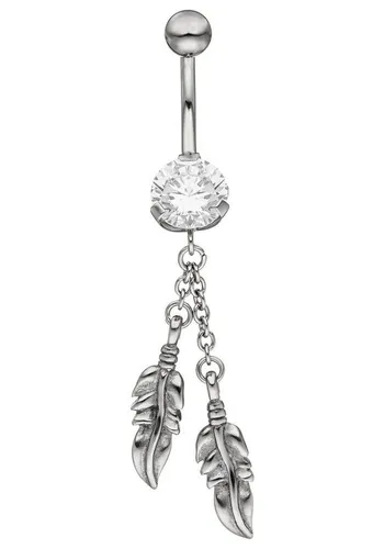 JOBO Bauchnabelpiercing Feder, Edelstahl mit Kristallstein von JOBO