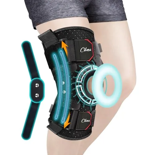 Cilnos Kniebandage Damen Männer, Verstellbare Kniestütze mit Gelenk, Knieorthese mit Seitenstabilisatoren & Patella Gel Pad, Bandage Knie für Meniskus, Arthrose, ACL MCL, Knieschmerzen (M/L/XL)