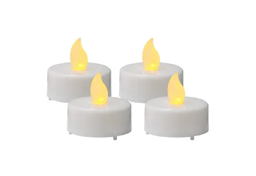 MARELIDA LED-Kerze LED Teelichter flackernd mit Batterien flammenlos weiß D: 4cm 4er Set (4-tlg)