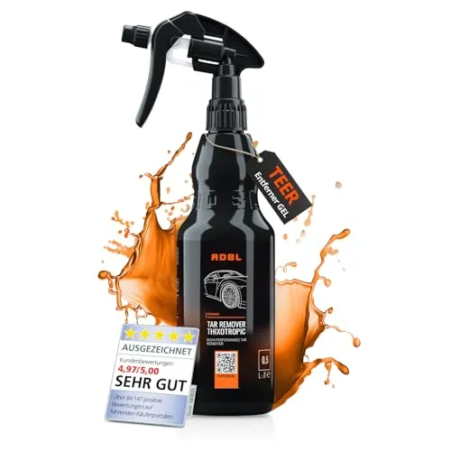 ADBL Tar Remover Thixotropic (500ml) - Hochwirksamer Teer, Harz und Asphaltentferner mit natürlichen Citrusölen - Gel-Formel für langanhaltende Wirkung - Sicher auf Oberflächen, entfernt Fett & Öle